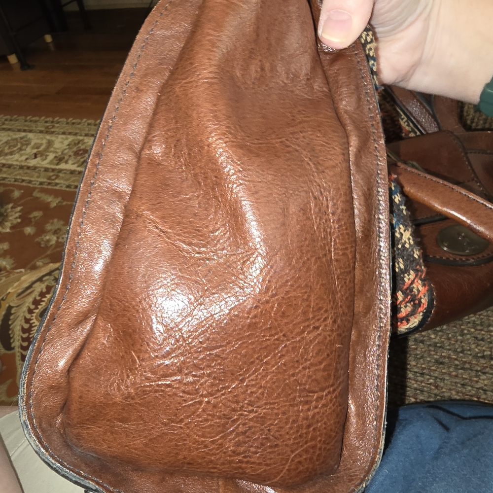 Fossil Brown Leather and Multicolor Satchel - Picture 4 of 10